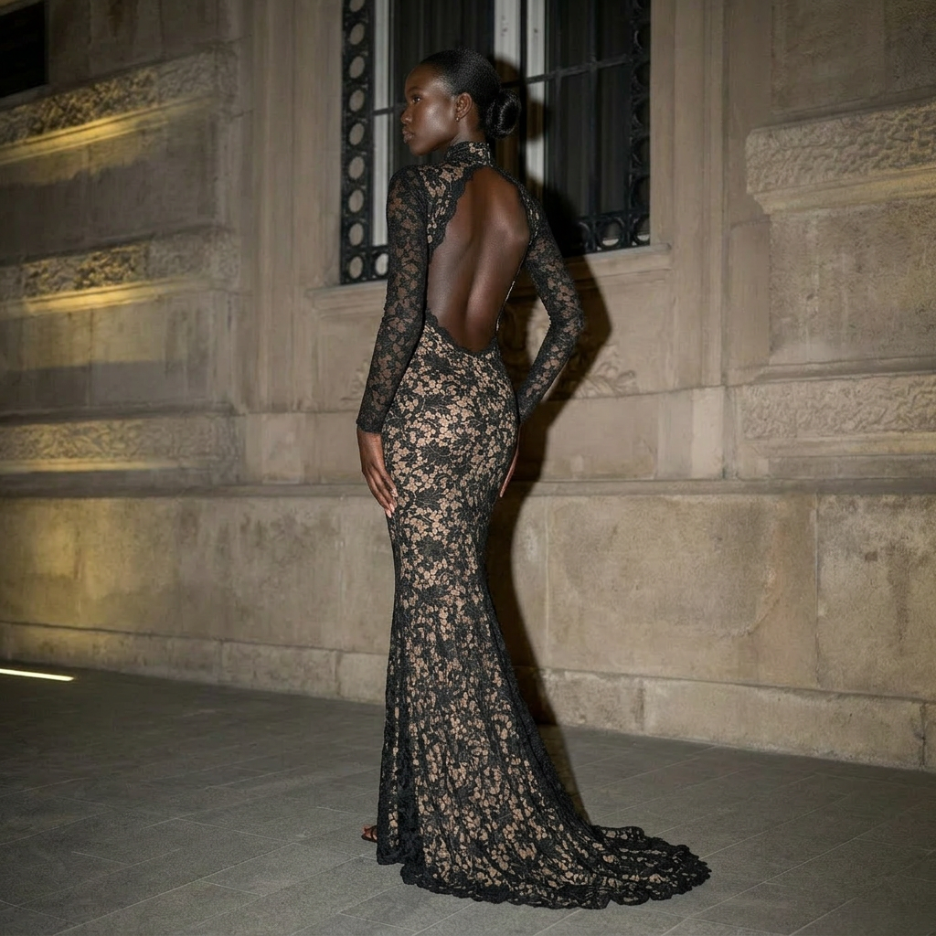 Lace Column Gown