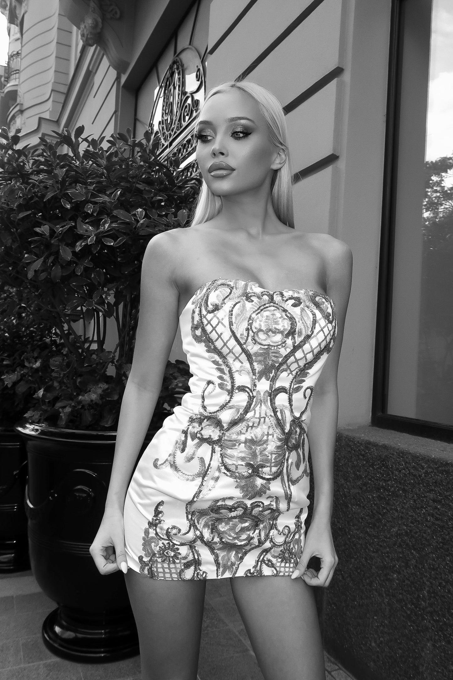 Aurora Gold – Couture Embellished Mini Dress