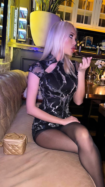 The Geisha - Couture Embellished mini dress